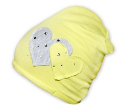 Baby Nellys Bavlnená čiapočka Srdiečka - pistáciová