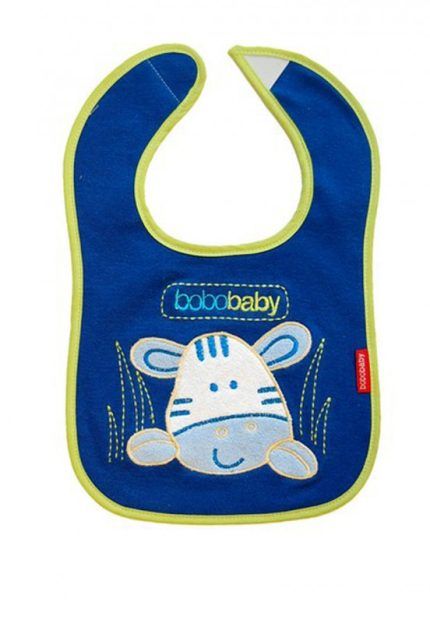 BOBO BABY Trojvrstvový bavlnený podbradník Zebra - modrý