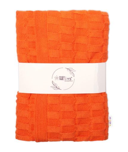 Luxusná bavlnená pletená deka, dečka CUBE, 80 x 100 cm - orange