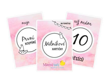 Mamitati Detské míľnikové kartičky GIRL - ružové