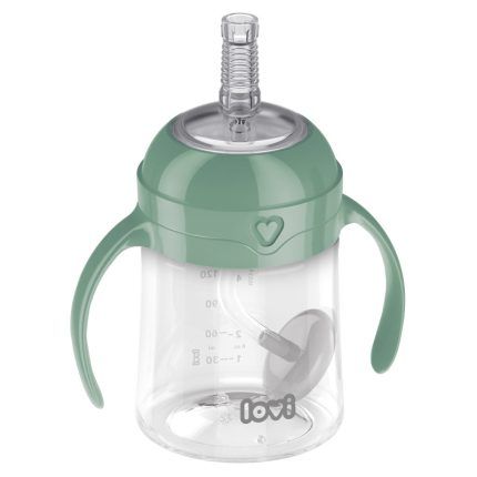 Nevylievací hrnček so slamkou a závažím Lovi Straw Cup, 150 ml, zelený