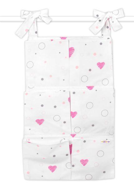 Vreckár na postieľku 6 vreciek Baby Nellys, I love Girl, ružový/biely