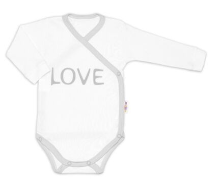 Baby Nellys Body dlhý rukáv Love - zapínanie bokom, biele veľ. 68
