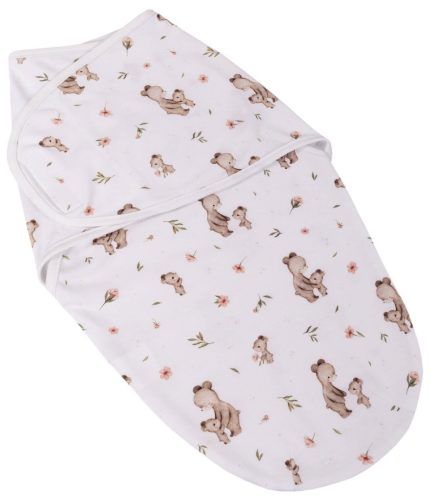 Bavlnený zavinovací vak, zavinovačka Mommy Bear, biela/hnedá