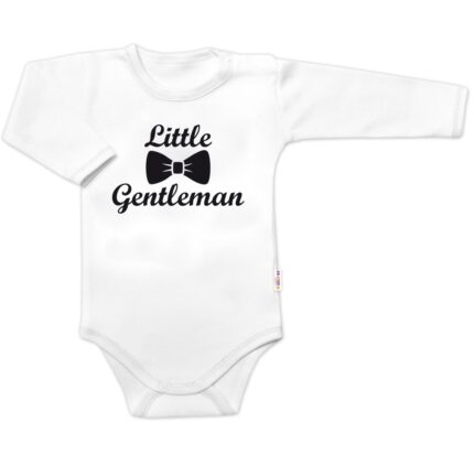 Body dl. rukáv Little Gentleman, bavlna Baby Nellys, bielo/čierne, veľ. 74