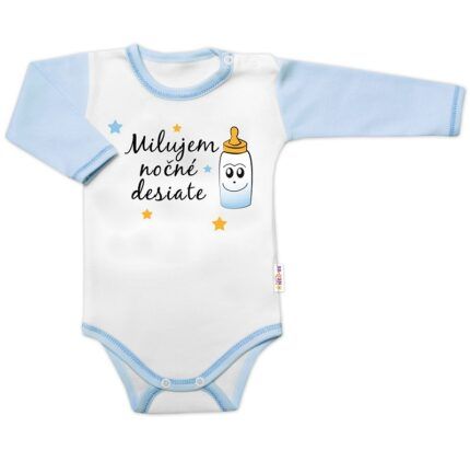Body dl.rukáv s vtip. textom Baby Nellys, Milujem nočné desiate, veľ. 68, chalan