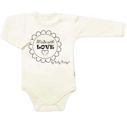 Body dlhý rukáv Baby Nellys, Made with love, ecru, veľ. 68