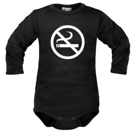Body dlhý rukáv Dejna No Smoking - čierne, vel. 80