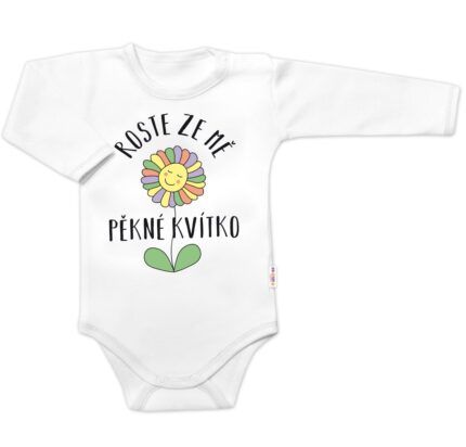 Body dlhý rukáv Roste ze mě pěkné kvítko, Baby Nellys, biele