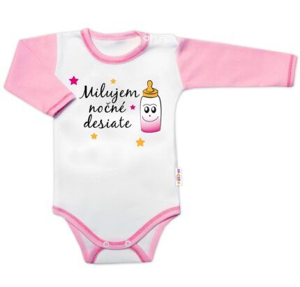 Body dlhý rukáv s vtipným textom Baby Nellys, Milujem nočné desiate, holka