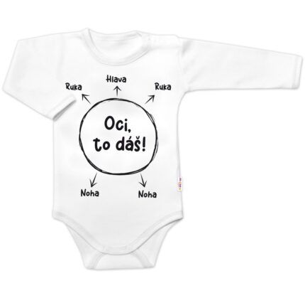 Body dlhý rukáv s vtipným textom Baby Nellys, Oci, to dáš! - biele, veľ. 62