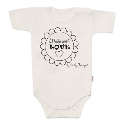 Body krátky rukáv Baby Nellys, Made with love, béžové