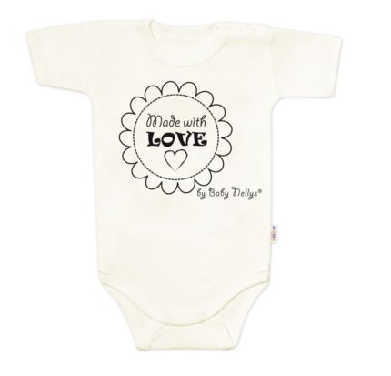 Body krátky rukáv Baby Nellys, Made with love, ecru