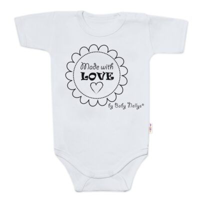 Body krátky rukáv Baby Nellys, Made with love, sivé, veľ. 62