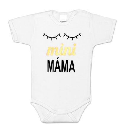 Body krátky rukáv Dejna Spiace oči Mini máma - biele, vel. 86