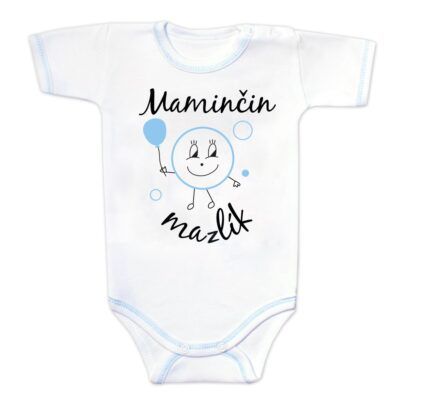 Body krátky rukáv s vtipným textom Baby Nellys, Maminčin mazlík, veľ. 62