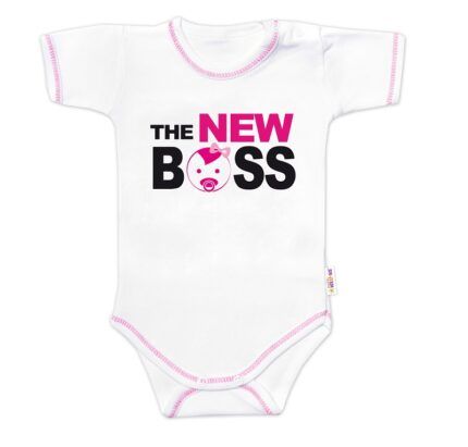 Body krátky rukáv s vtipným textom Baby Nellys, The New Boss, veľ. 86, holka