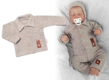 Pletený svetrík s gombíkmi Boy, Baby Nellys, béžový