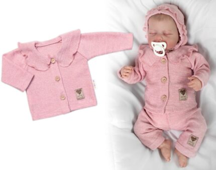 Pletený svetrík s volánikom Girl, Baby Nellys, púdrovo ružová, veľ. 62