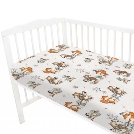 Prestieradlo do postieľky 120x60cm, bavlna, Friends time - latte