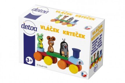 Teddies Vlak Krtek dřevo 15cm v krabičce