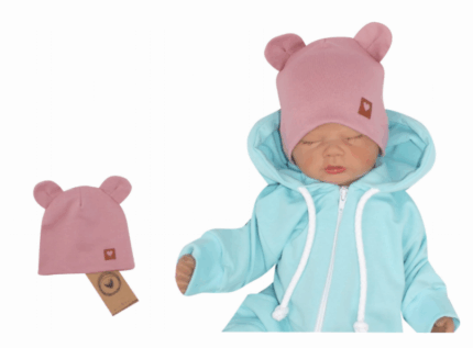 Z & Z Dvojvrstvová bavlnená čiapočka LOVE TEDDY, lila, veľ. 68/74