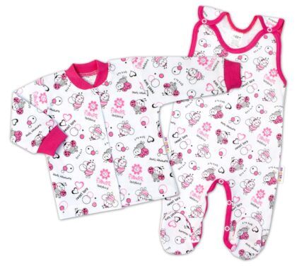 Baby Nellys 2-dielna sada, bavlnené dupačky s košieľkou Lienky, biela, veľ. 62