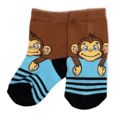 Detské bavlnené ponožky Monkey - hnedé/modré