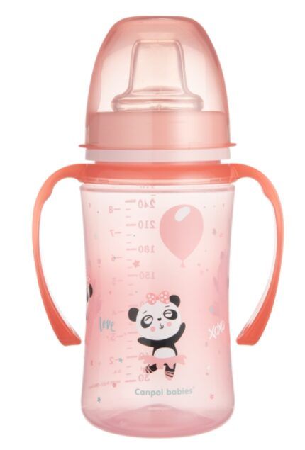 Canpol babies Nevylévací hrnček EasyStart - Panda - ružový