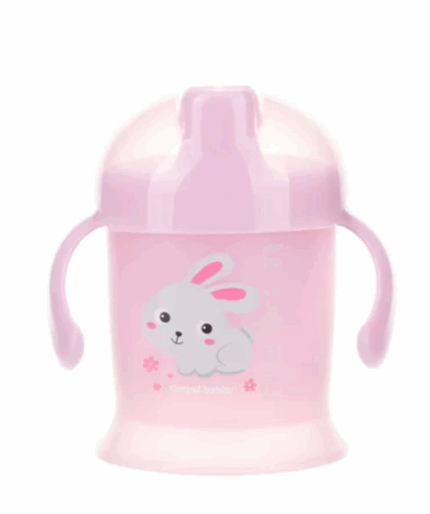 Detský hrnček s pítkom, 200 ml neprietočný, ružový
