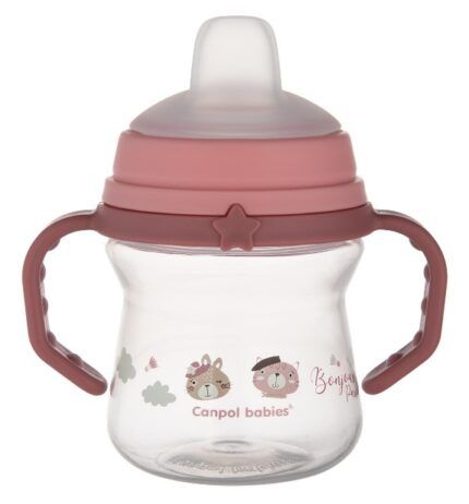 Nevylievací hrnček Canpol Babies s mäkkým náustkom - Bonjour, ružový, 150 ml