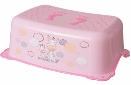 Stolička, schodík s protišmykovou funkciou Maltex, Zebra, ružová