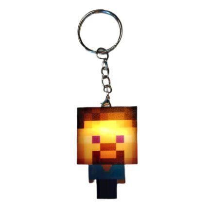 Detská svietiaca kľúčenka Minecraft Steve s krúžkom