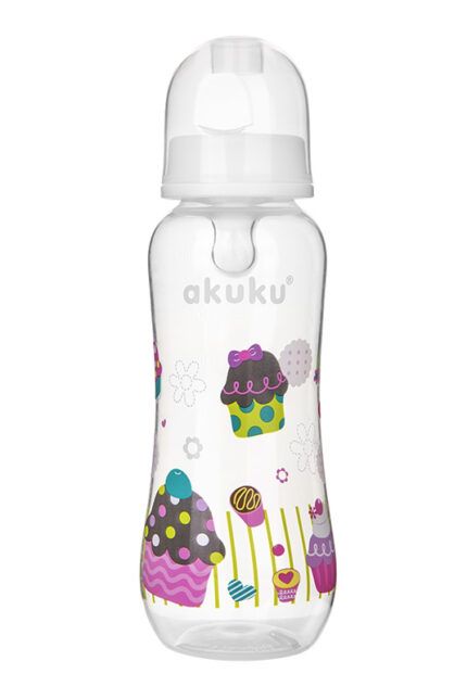 Dojčenská, plastová fľaštička Akuku, Torta, 250 ml - mix barev