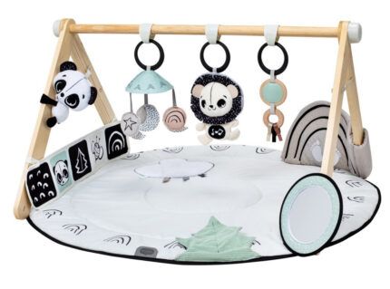 Hracia deka s tyčkou Tiny Love Décor – čiernobiela, drevený stojan