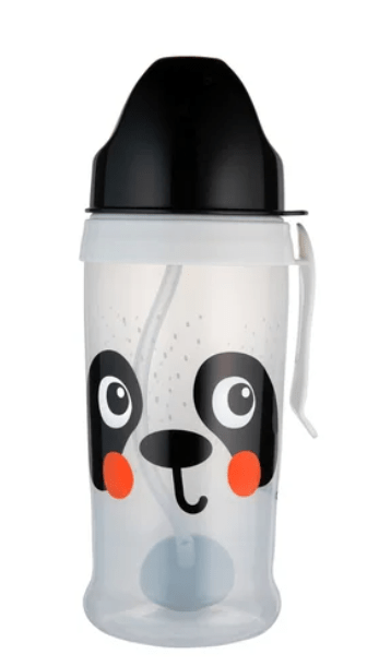 Nevylievací hrnček Canpol Babies Boo 350 ml Panda so slamkou so závažím