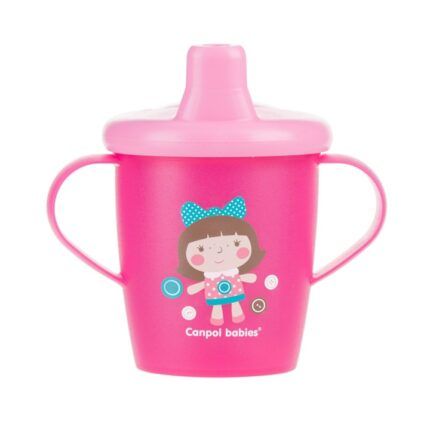 Neztekajúci detský hrnček s úchytmi, 12m+, 250ml - ružový