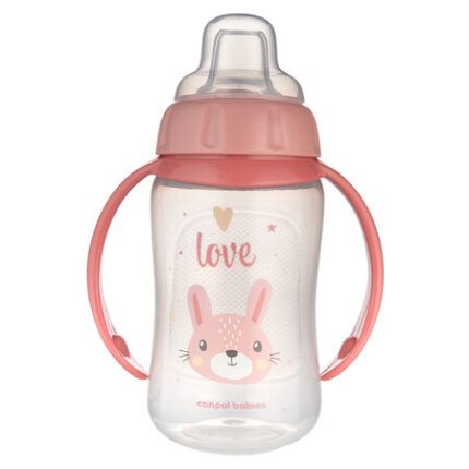 Tréninkový hrnek s měkkým silikonovým pítkem 320 ml, netekoucí, pink