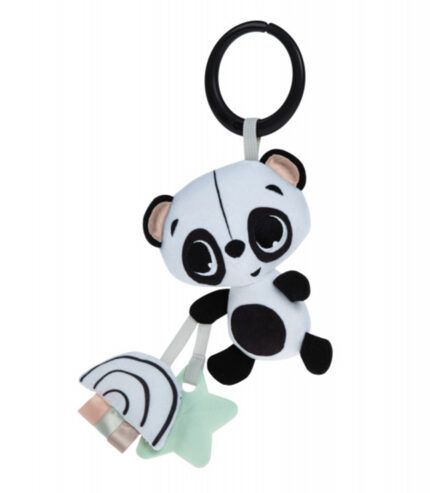 Závesná hračka s hryzátkom Panda, čierna/biela