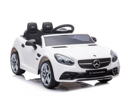 Elektrické autíčko Mercedes SLC-300 s diaľkovým ovládaním a LED svetlami, biele