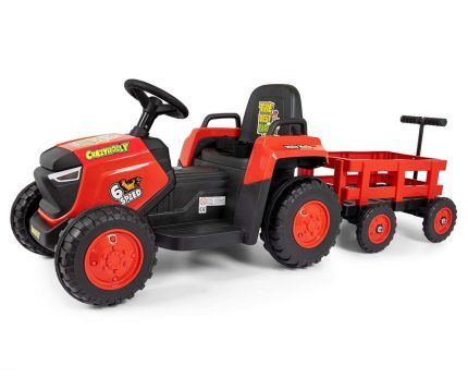 Elektrický traktor s prívesom Rolly 12V, detské autíčko na akumulátor, červený
