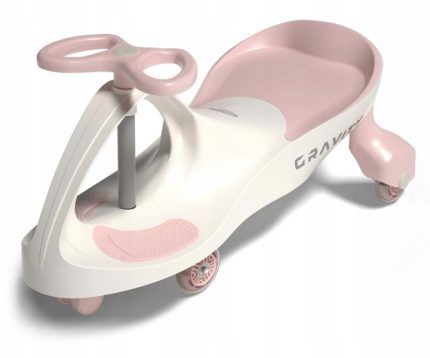 Gravitačné vozítko GRAVITY so svietiacimi LED kolesami – detské odrážadlo - cream, pink