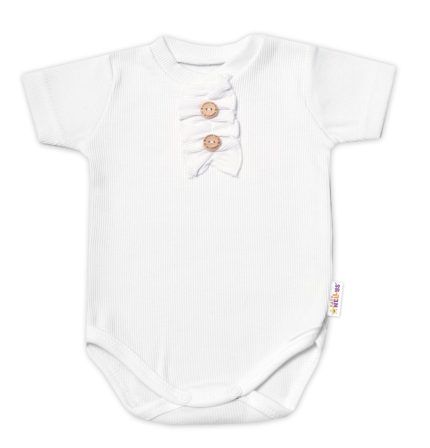 Baby Nellys Dojčenské rebrované body s gombíkmi kr. rukáv, Girl - biele, veľ. 68