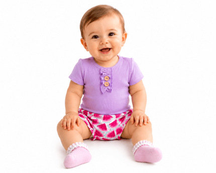Baby Nellys Dojčenské rebrované body s gombíkmi kr. rukáv, Girl - lila