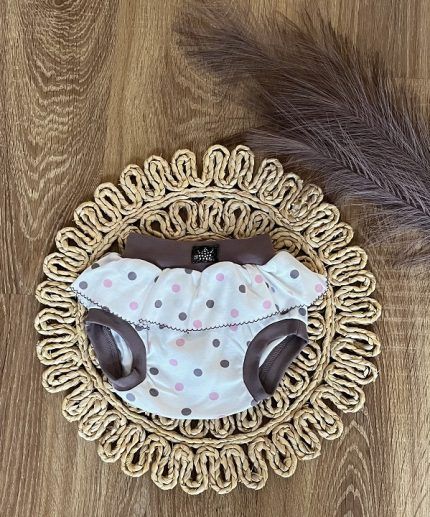 Bavlnené kraťasky/bloomers Mamatti, Puntík, smotanové s potlačou
