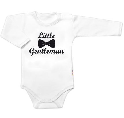 Body dl. rukáv Little Gentleman, bavlna Baby Nellys, bielo/čierne, veľ. 86
