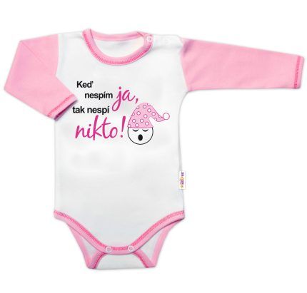 Body dlhý rukáv s vtipným textom Baby Nellys, Keď nespím ja, tak nespí nikto, holka