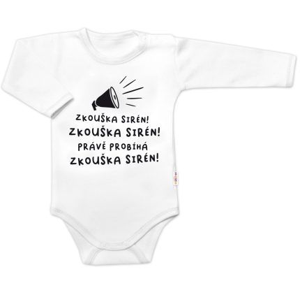 Body dlhý rukáv  Zkouška sirén, Baby Nellys, biele, veľ. 86