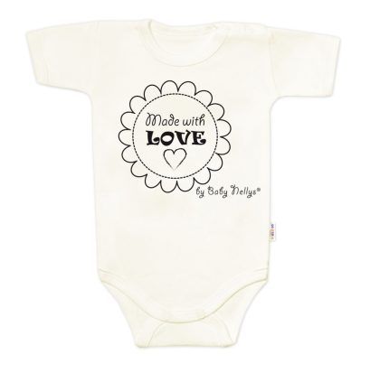 Body krátky rukáv Baby Nellys, Made with love, ecru, veľ. 62