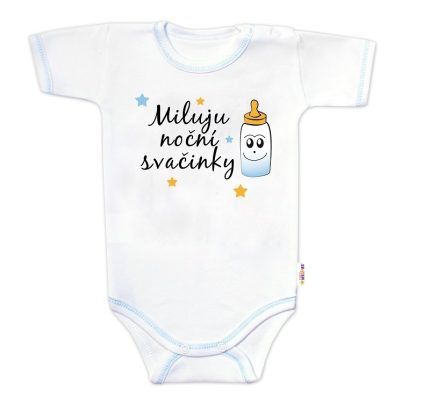 Body krátky rukáv s vtipným textom Baby Nellys, Miluju noční svačinky, chalan